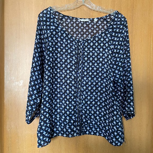 4/$20 | Reitmans Sheer Black and Blue Blouse as-is - Picture 1 of 6